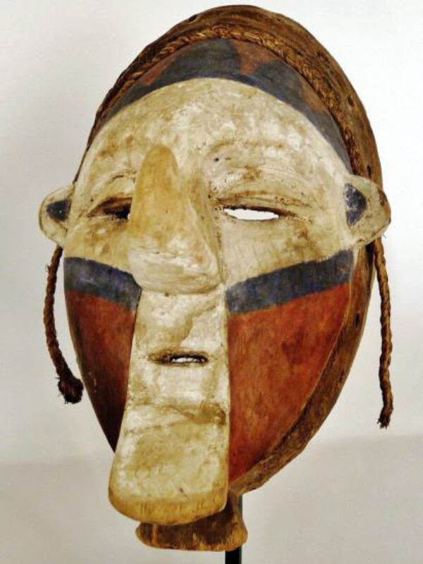 Masque facial polychrome de danse  Peuple YAKA  RDC ex-Zaïre